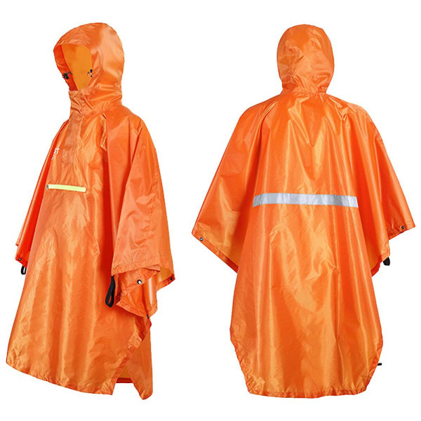 Mænd Kvinder Regnfrakke Reflekterende Regntøj Regntæt poncho med reflekterende strimmel（orange）