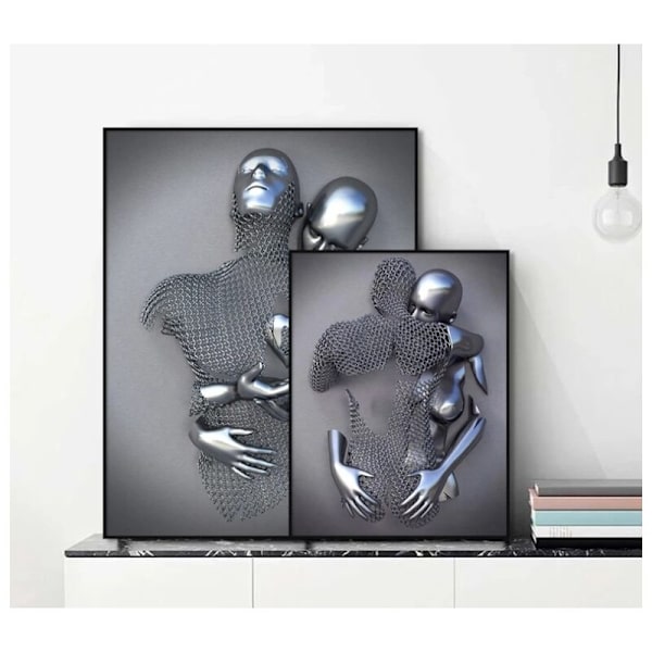 3D-effekt väggkonst abstrakt metallsculptur modern canvasmålning