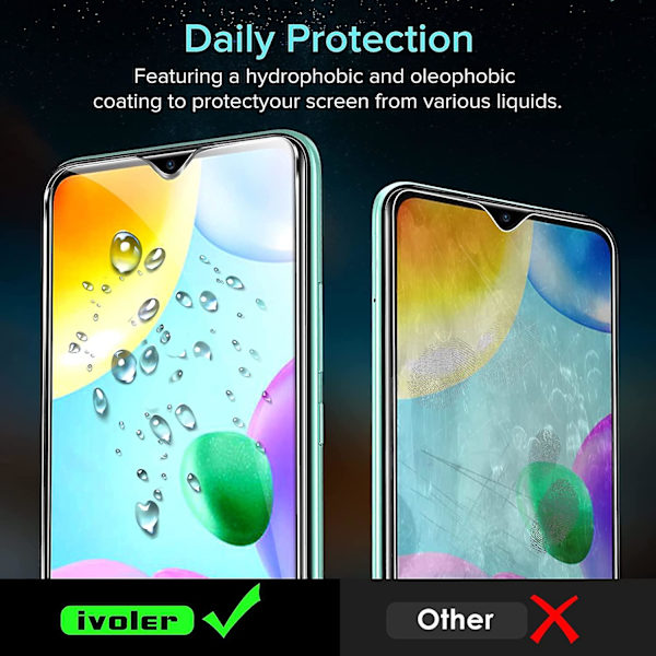 3 kpl Tempered Glass -näytönsuojaa Xiaomi Redmi 10c / Xiaomi Poco C40:lle, 3 kpl takakameran suojaa, 9H kovuus, anti