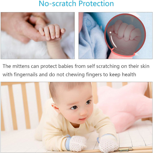 6 par nyfödda bomullsvantar baby födelse anti-scratch vantar Fo