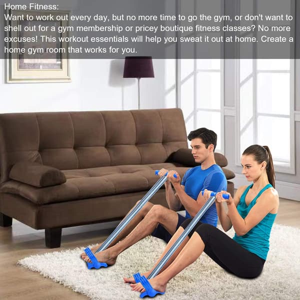 Elastisk Sit Up Pull Rope Dual Spring Tension Foot Pedal Abdomen L