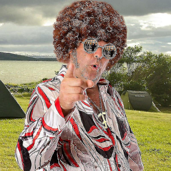 Disco ja aurinkolasit Miehet Hippie-asu Asusteet Setti Sisältää Afro Kaulakoru 50s/60s/70s Teeman Juhlat Vaaleanruskea