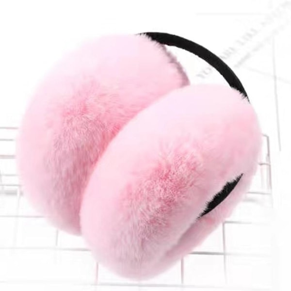 Vinterhøreværn i imiteret pels Varme høreværn Søde, foldbare udendørs høreværn Dame piger（Pink）