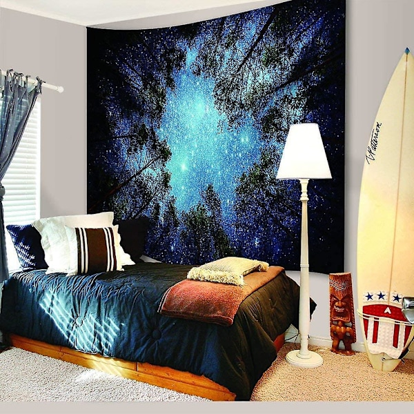 Forest Starry Tapestry Galaxy Tapestry Väggbonad Blå Väggbonad