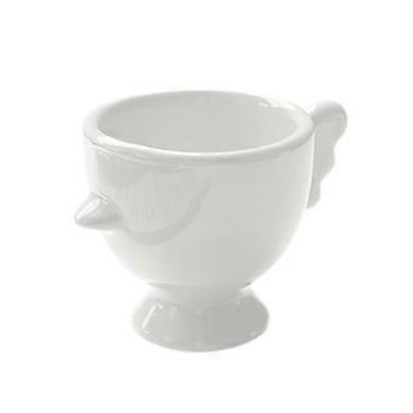 Eggekopper med kyllingdesign, keramiske eggeholdere for barn til frokost, husholdningsutstyr White