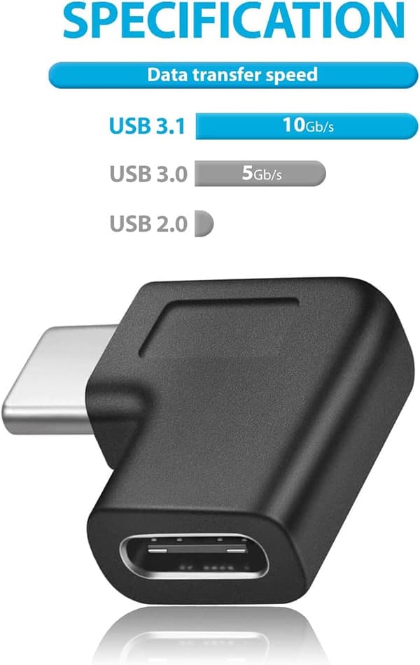 Oikean kulman USB C -sovitin, 90 asteen USB C - USB Type-C -urosliitin
