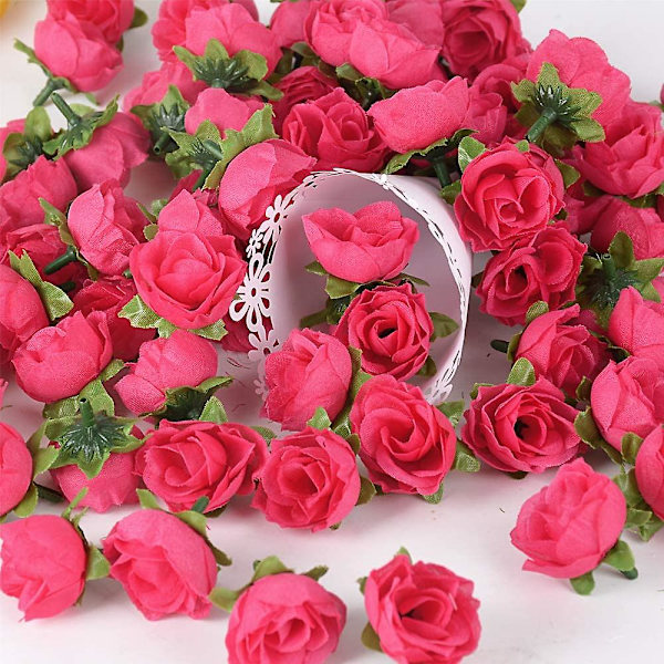 (dia: 3cm) 100 stk. Kunstige Rosenblomsterhoved Blomsterhoved Kunstig Kunstig Plante Dekoration Rose（Rose rød）