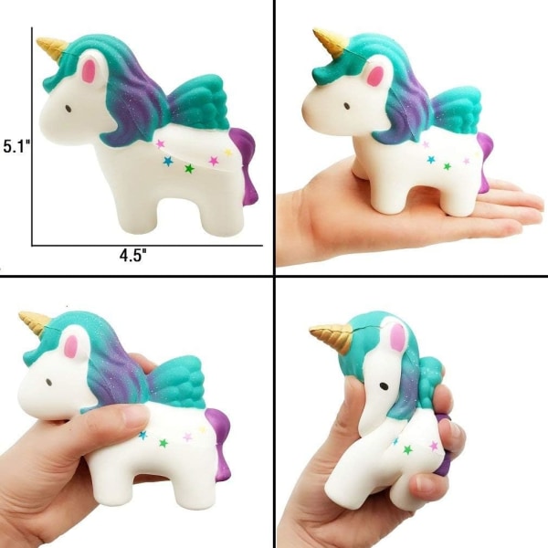 6 st Squishies Toy Jumbo Långsamt stigande Unicorn Horse, Cake, Unicorn