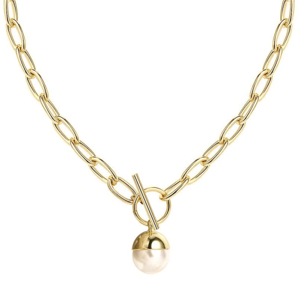 Boho Pearl hänge halsband guld flytande Pearl Choker halsband minimalistisk kedja