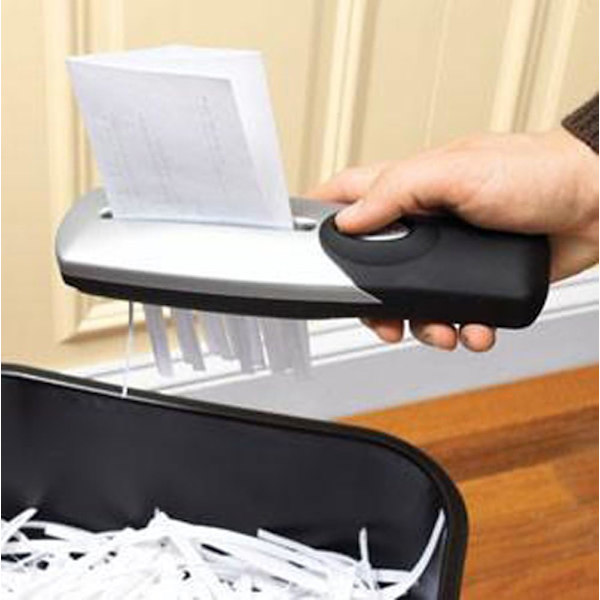 Handhållen / fristående bärbar pappersstrimlare USB eller batteridriven