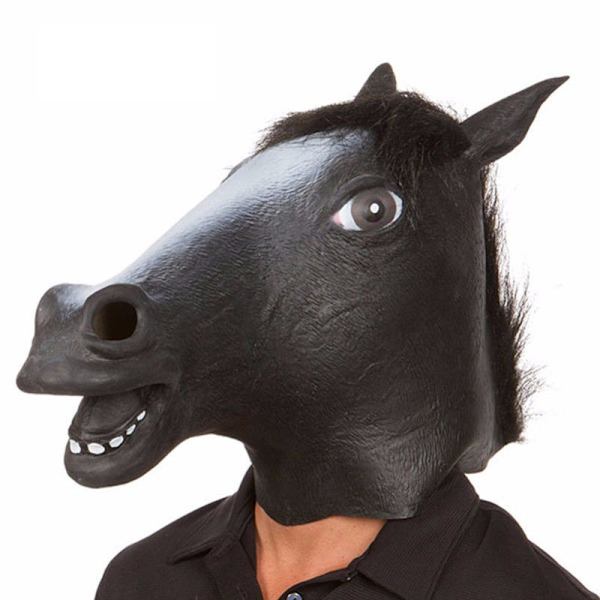 Hevosnaamio Pukeutuminen Hevosen Pää Aikuiset Lateksi Naamiot Masquerade (Musta)