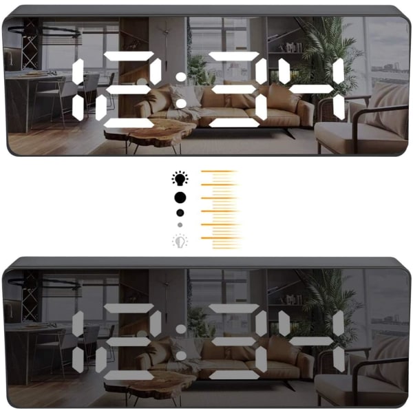Spegelväckarklocka Digital väckarklocka med datum LED-display Temp