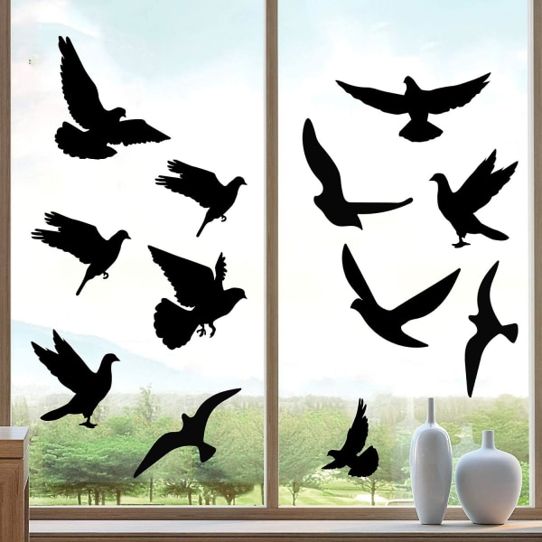 Anti-kollisionsfönster klamrar sig fast i fågelformad fönsterdekal Alert Fågelfönsterdekaler
