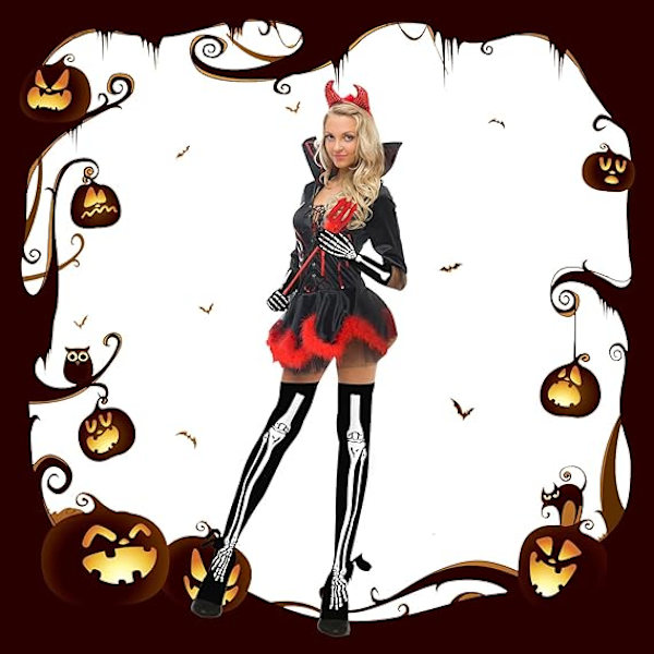 Skelet Handsker og Skelet Strømpebukser, Halloween Skelet Strømpebukser, H