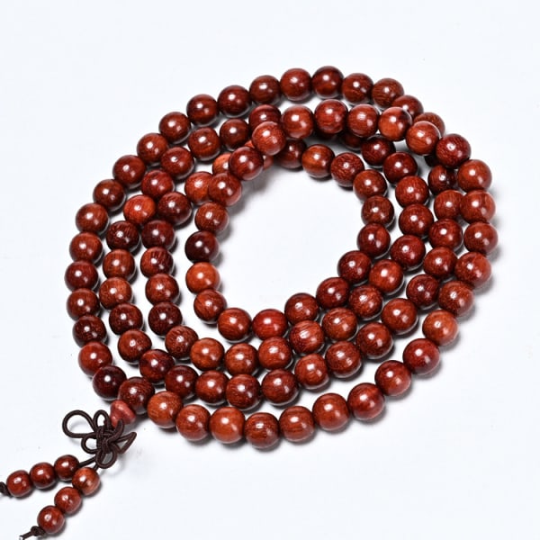 Perles de Bouddha en bois de rose à petites feuilles, corde de bo