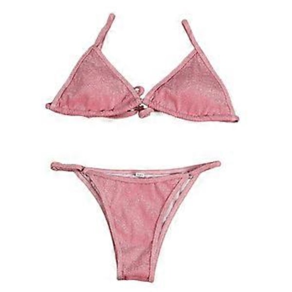 Dam Baddräkt Push Up BH Bikini Set Strandkläder (Rosa M) Pink M