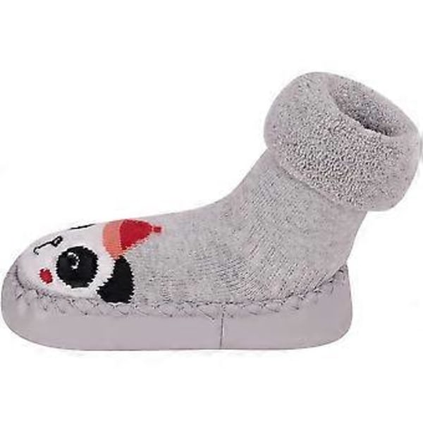 Vauvan sarjakuva keskipitkät paksunnetut liukuestesukat (12 cm, harmaa panda) 14CM
