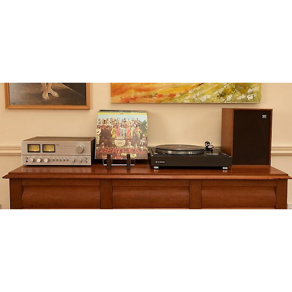 Vinylplade opbevaringsholder stabler op til 50 albums solid træ arrangør med klare akrylender