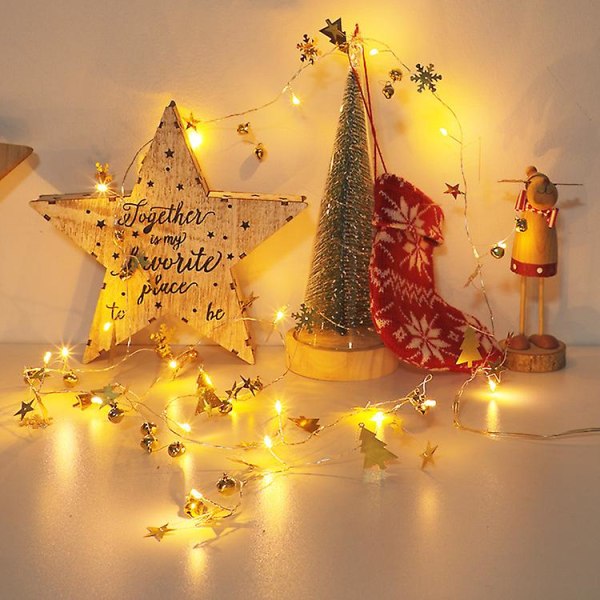 Christmas Garland Lights String 6.56ft Batteri Drivs Med Kotte Red Berry Jingle Bell 20 Led För Xmas Dekor Öppen spis Dörr Träd Inomhus Utomhus