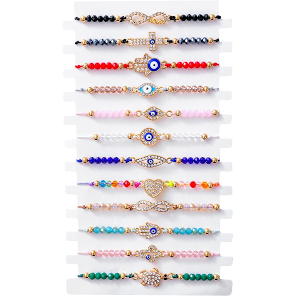 24/12 stk. onde øje armbånd justerbar rød sort snor knude bh