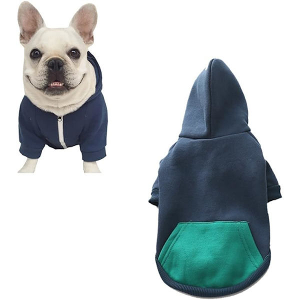 L.Zipper Hooded Husdjurskläder Hund Katt Kläder Söta Husdjurskläder Varmt Hooded Fransk Bulldogg Mops
