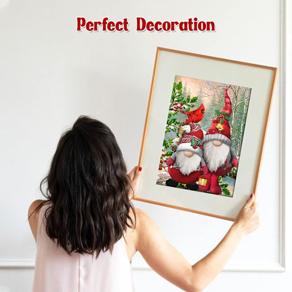 Julklapp Diamantmålning Kits för Vuxna - 5D Diamantmålning Kits Tomtar med Lykta Diamantkonst Full Borr Diamantmålning Vinter Strassgåvor Bilder för Heminredning 30x40cm