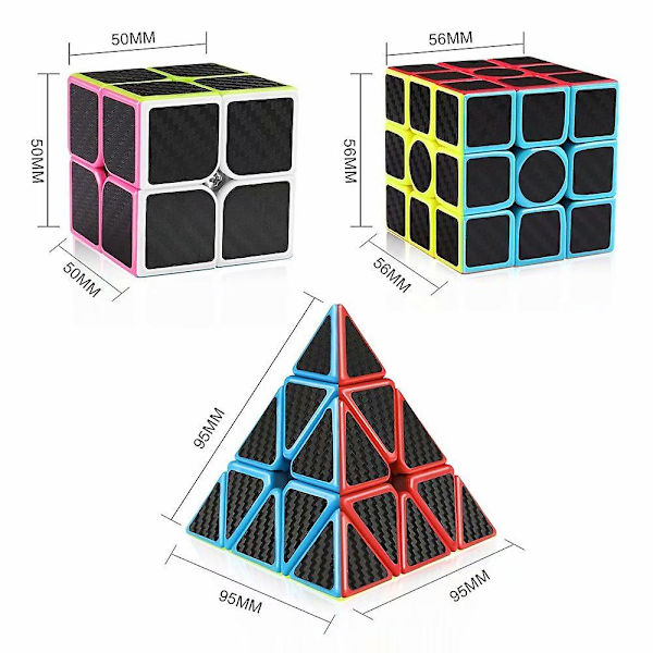 Speed Cube Sæt Carbon Fiber 2x2 3x3 Pyraminx Bundle, Magic Cube Puslespil Legetøj Til Børn