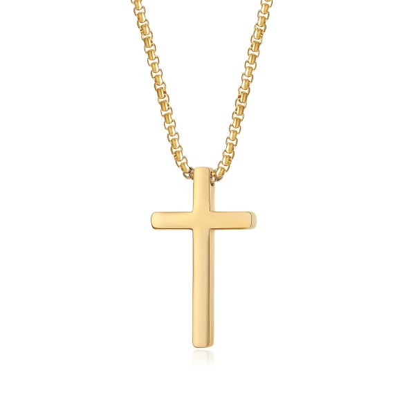 Korshänge, korshänge i rostfritt stål med 55 cm kedja för män, kvinnor, silver, svart, guld (guld)