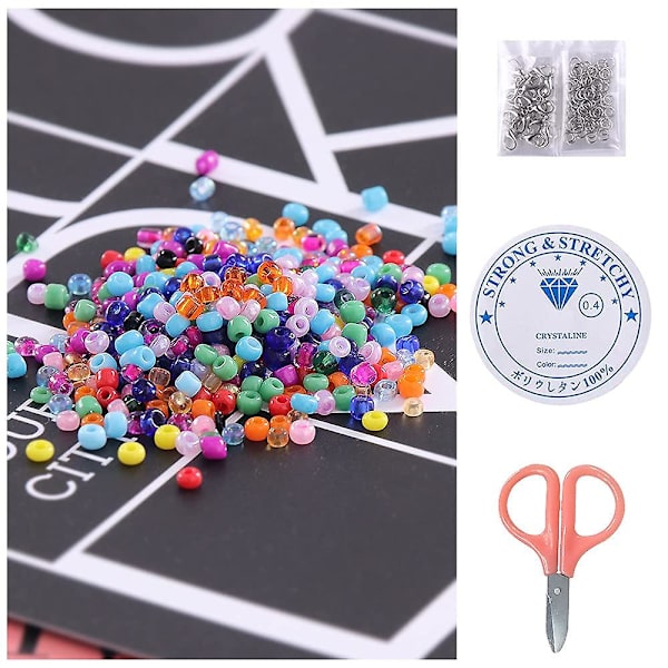 Glass Seed Beads, Letter Beads With Lobster Clasp Elastic Cords, Open Jump Ring And Packaging Box, Used For Jewelry