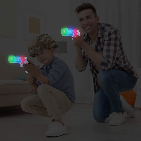 10 tommer lysende pixelpistol legetøj med blinkende LED'er - Cool retro pixeliseret plastikpistol - Videospil festartikler - Unik påskekurv gave til børn