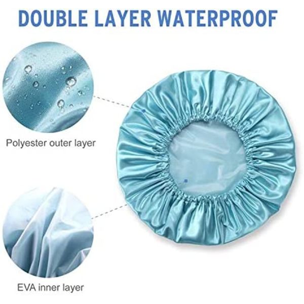 2 STK Dusjhette Badehette Vanntett Dusjhette Vanntett Elastisk Caps for Damer Spa Salong Lilla + Mørkeblå