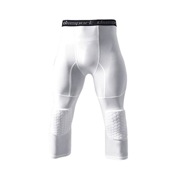 Basketball Leggings Med Knæbeskyttelse Til Mænd 3/4 Kompression Bukser Sports Bukser Multi-way XXXL Hvid