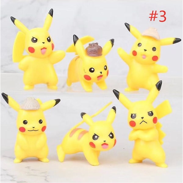 6st Pikachu Mini Figurleksak Modell Tårtdekoration