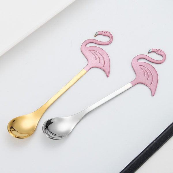 2 stk. Flamingo teskeer Teskeer Dessertskeer Skovl Rustfrit