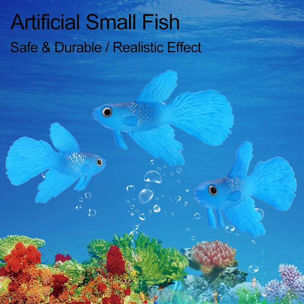 2 stk. Silikone Kunstig Fisk Høj Simulation Realistisk Flydende Akvarium Fisketank Ornament Dekoration med Line Sugekop (Rød Betta Fisk)