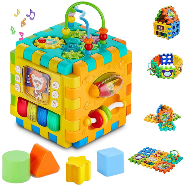 Baby Activity Cube Toddler Leksaker - 6 i 1 form sorteringsleksaker Baby Activity Play Center