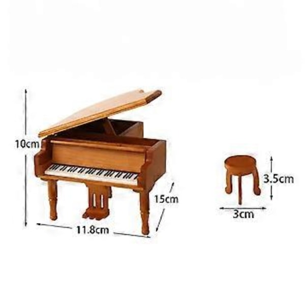 Nukkekodin Piano Soittorasia 1:12 Mittakaava DIY-näkymä Jakkaralla Piano Soitinmalli Soittorasia Muusikoille Syntymäpäivä (Valkoinen)