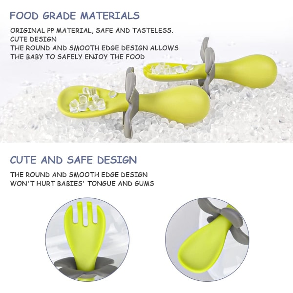 Vauvan lusikka ja haarukka, ergonominen ruokailuvälinevauva ergonominen ruokailuväline Lear