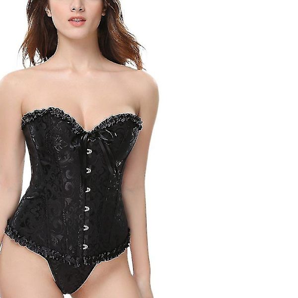 Court Corset -muotoileva toppi, seksikäs hääpuku, tukeva rintavarustus, rypytyskorsetti, sukkahousut XXL