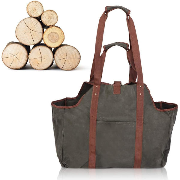 Lærred Log Bag, Stor Kapacitet Log Holder, Vandtæt Og Slidstærk
