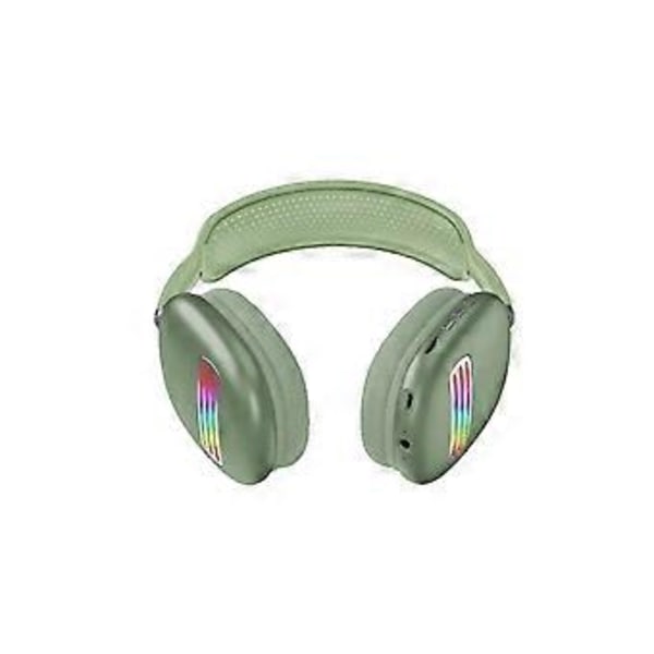 Lysande Bluetooth Gaming Hörlurar Trådlöst Over Ear Headset med Mikrofon - Grön