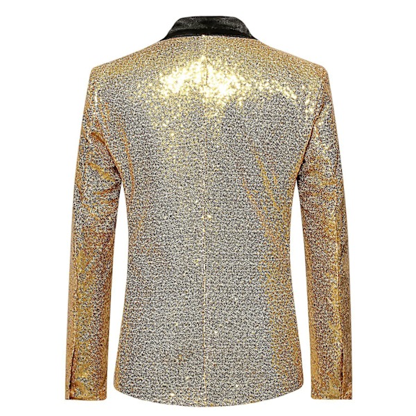Herr Sequin Casual Blazer Fest Bröllop Höst Vinter Regelbunden Rock Casual Jacka（XL Gyllene）