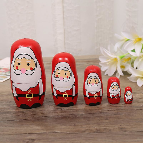 5 st handgjorda ryska dockor i trä Matryoshka dockor staplingsdockor set