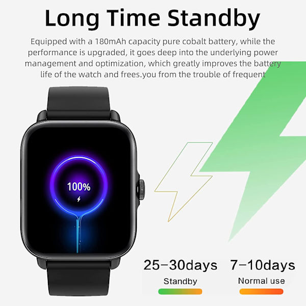 Y22 Fitness Tracker Hälsomonitor för Hjärtfrekvens, Sport 1,7 tums Pekskärm Bluetooth Smart Watch för Android Iphones