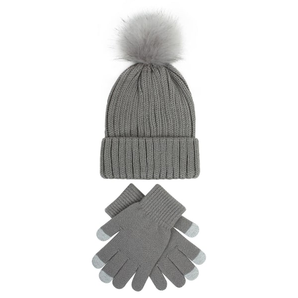 Set hatthandskar för kvinnor Vinterskidor (Ljusgrå)