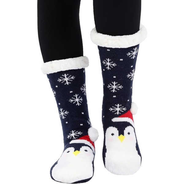 Søde lille pingvin julesokker, blød og skridsikker fleece lin
