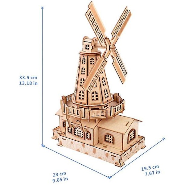 Træ hollandsk vindmølle 3d puslespil model kits samlet pædagogisk 3d puslespil udfordring gave til voksne