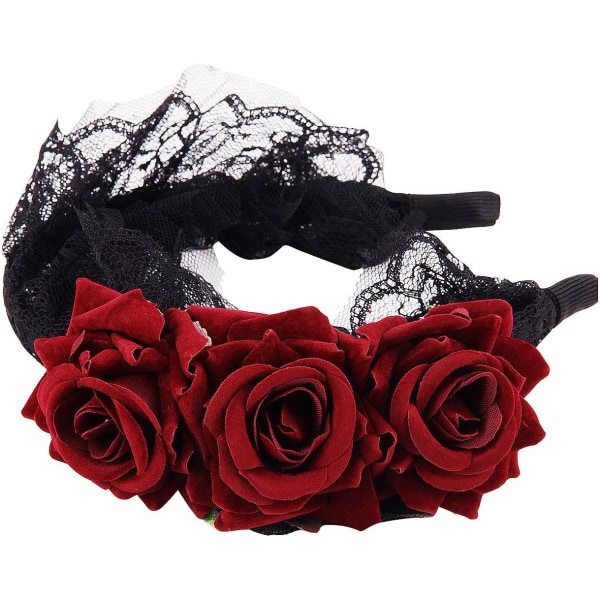 Flower Crown Pannband Rose Huvudbonad för flickor Damer Kvinnor Flora