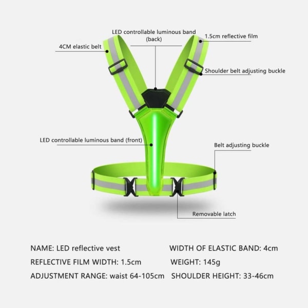 USB-sikkerhedsreflekterende vest - LED-natløbe-cykelvest