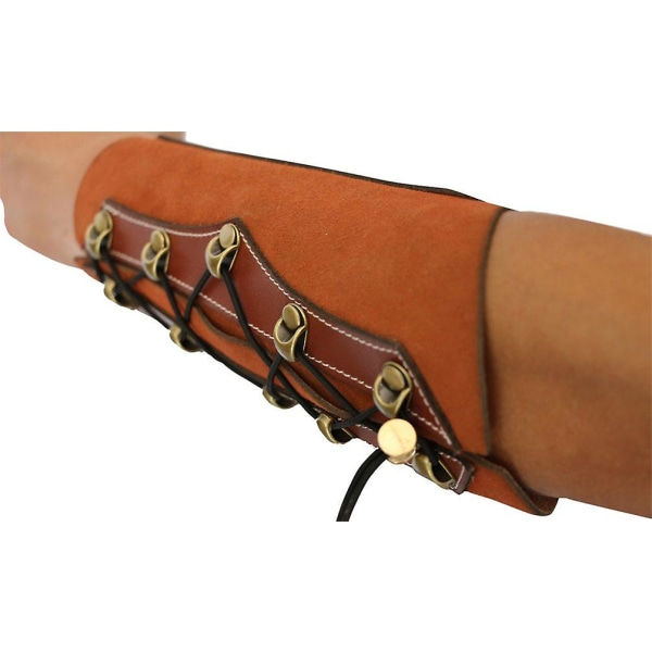 Armskydd för bågskytte, unisex läderhandske Armband Bred Armarm Armor Cuff (Brun2)